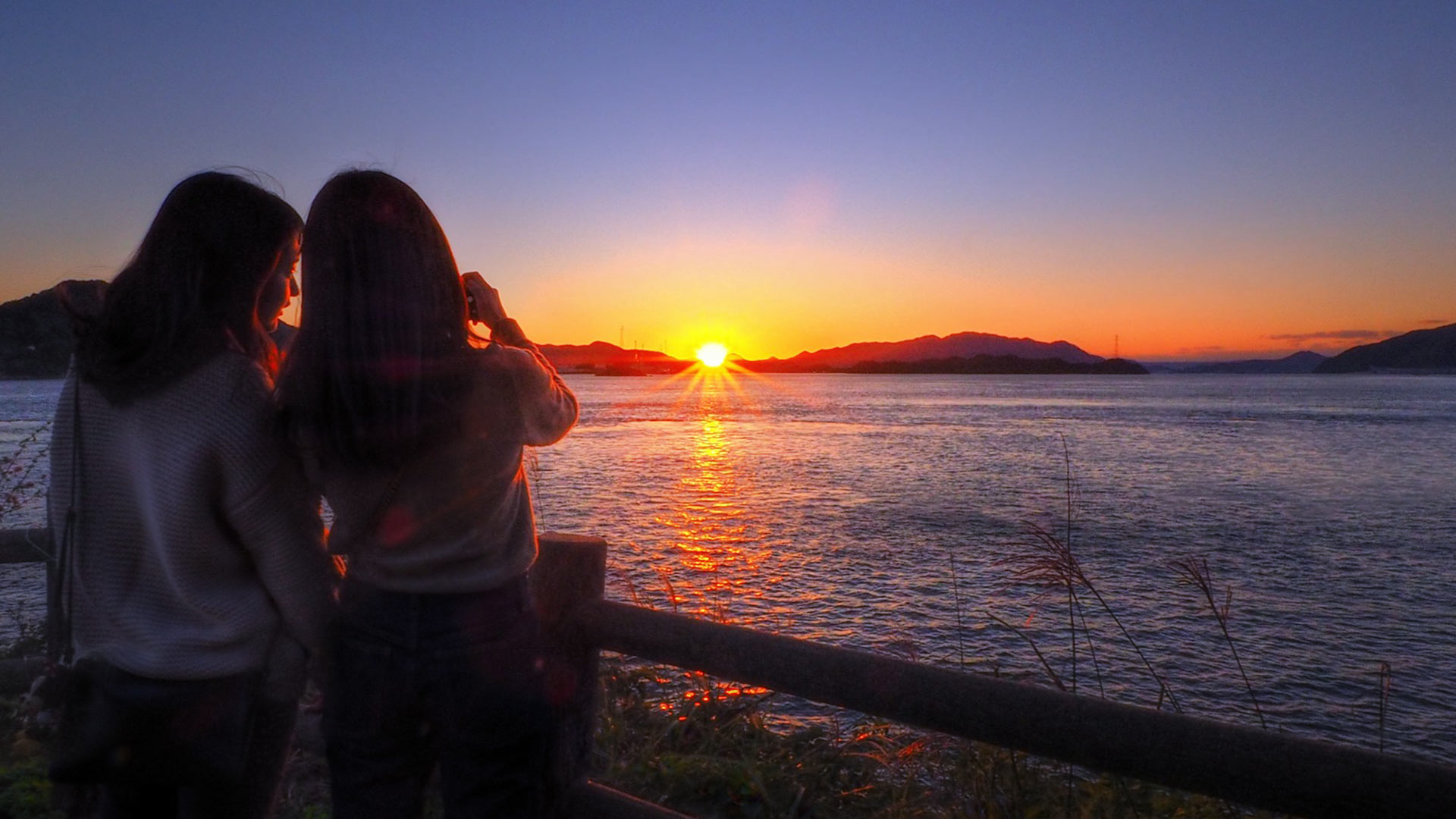 向島の夕日